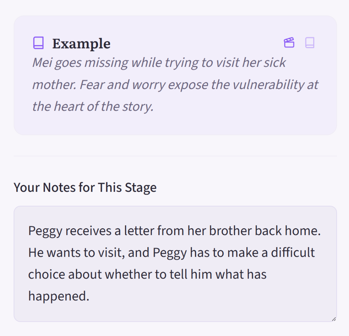 Plot Compass showing a real story example alongside the structure stages